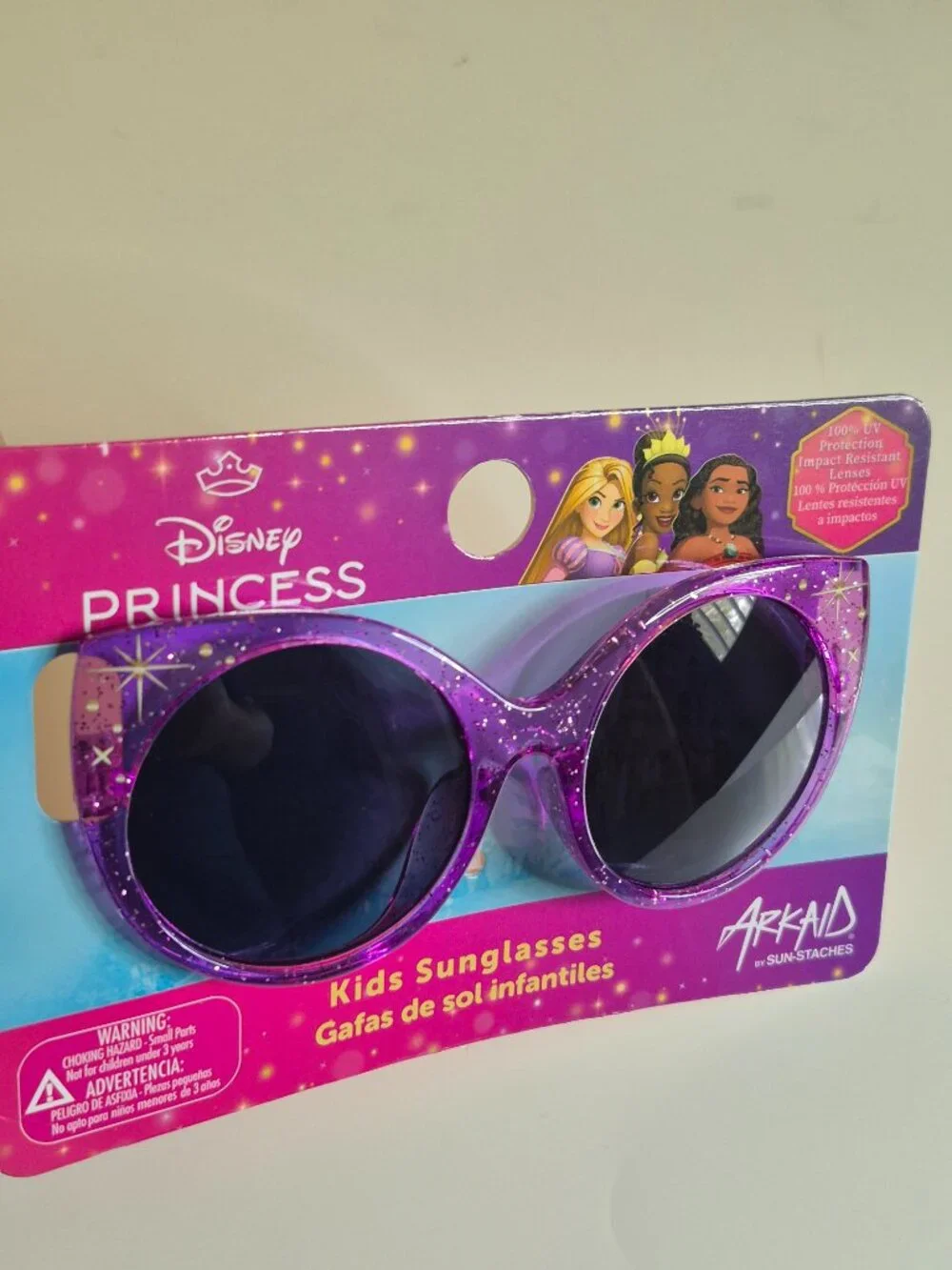 Princess Girls Sunglasses Sparkling Frame Purple Gradient Lens UV Protection